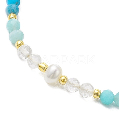 Adjustable Natural Amazonite & Quartz Crystal & Apatite Braided Bead Bracelets for Women BJEW-JB11619-05-1