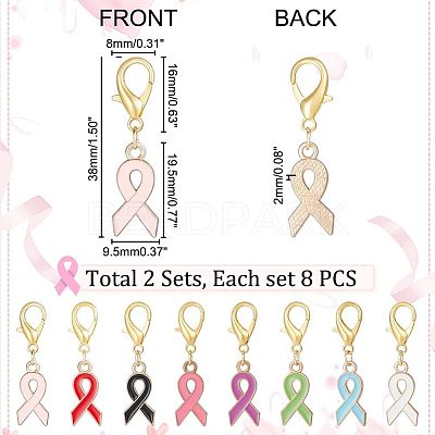 Alloy Enamel Awareness Ribbon Pendant Decorations AJEW-NB0003-74-1