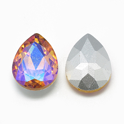 Pointed Back Glass Rhinestone Cabochons RGLA-T017-10x14mm-08-1