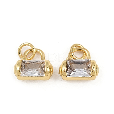Brass Micro Pave Clear Cubic Zirconia Charms KK-A269-37G-1