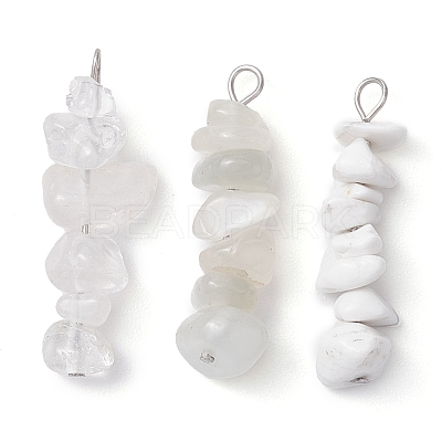 Gradient Color Mixed Gemstone Chip Beaded Pendants PALLOY-JF02791-1