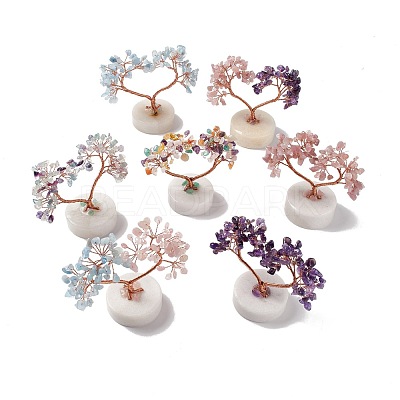 Natural Gemstone Chips and Natural White Jade Pedestal Display Decorations DJEW-G027-14RG-1