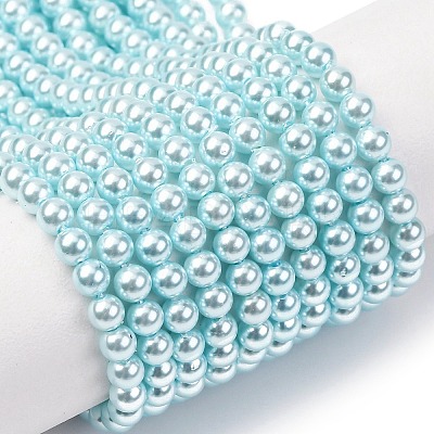 Electroplated Shell Pearl Beads Strands BSHE-G041-4mm-03-1