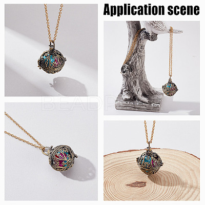 10Pcs 5 Styles Brass Cage Pendants KK-FI0001-11-1