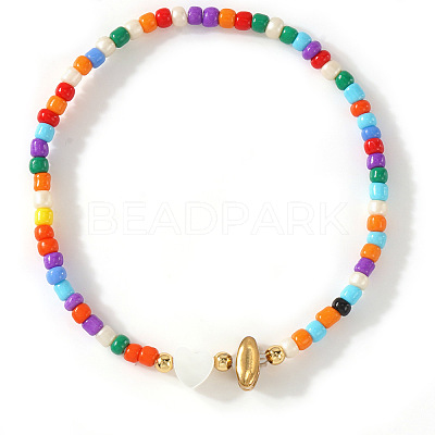 Colorful Round Glass Seed Bead Stretch Bracelets AO5283-9-1