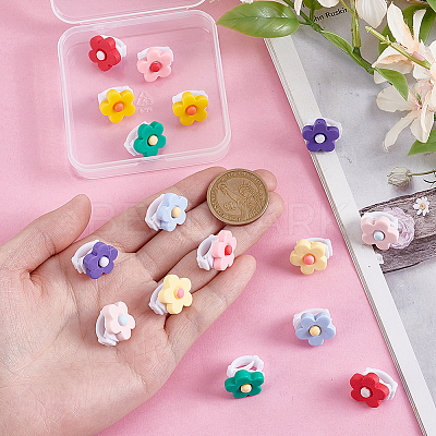 16Pcs 8 Colors Flower Resin & Plastic Shoelace Buckle Clips HJEW-HY00150-1