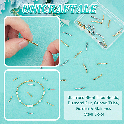 30Pcs 2 Colors 304 Stainless Steel Tube Beads STAS-UN0054-16-1