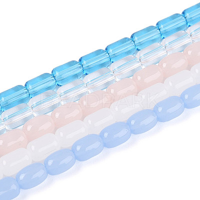 Imitation Jade & Transparent Glass Beads Strands GLAA-N058-4x6mm-A01-1