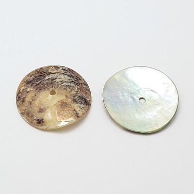 Flat Round Natural Akoya Shell Beads SHEL-N034-08-1