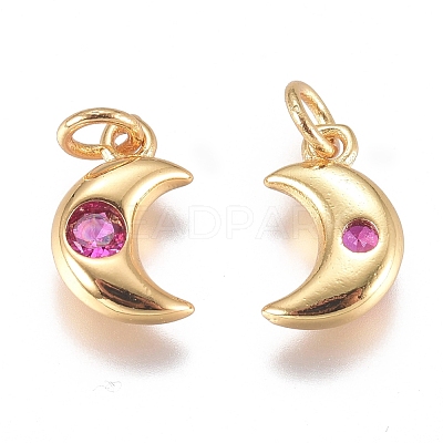 Brass Micro Pave Cubic Zirconia Charms ZIRC-G168-56G-02-1