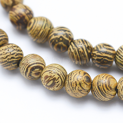 Natural Wenge Wood Beads Strands WOOD-P011-05-6mm-1