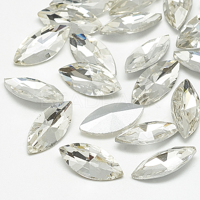 Pointed Back Glass Rhinestone Cabochons RGLA-T083-13x27mm-01-1