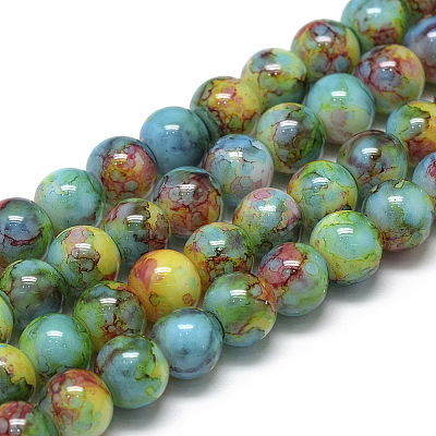 Baking Paint Glass Beads Strands X-DGLA-S115-8mm-S36-1