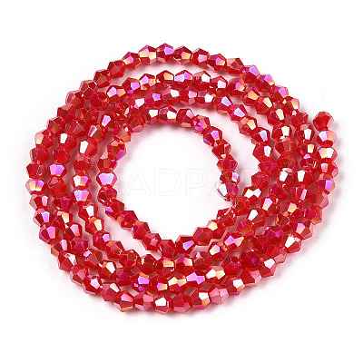 Opaque Solid Color Electroplate Glass Beads Strands EGLA-A039-P2mm-B02-1