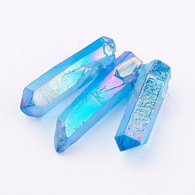 Electroplated Natural Quartz Crystal Graduated Beads Strands G-P315-A09-1