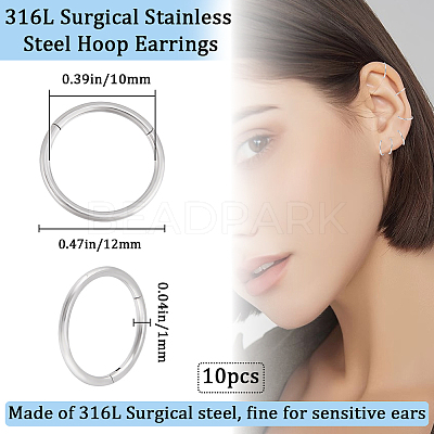10Pcs 316L Stainless Steel Sleeper Earrings EJEW-BBC0001-56B-1