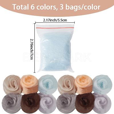 18Pcs 6 Colors DIY Wool Roving DIY-SP0005-70B-1