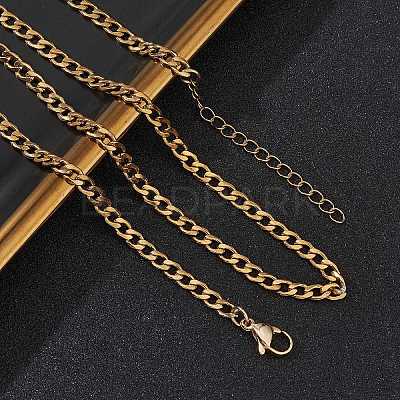 3.5MM 304 Stainless Steel Curb Chain Necklaces for Women NJEW-JN05584-1