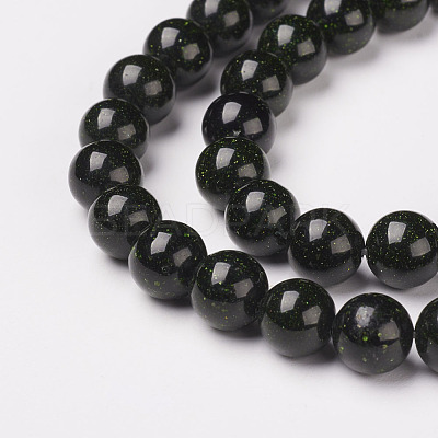 Synthetic Green Goldstone Beads Strands X-G-D169-02-8mm-1