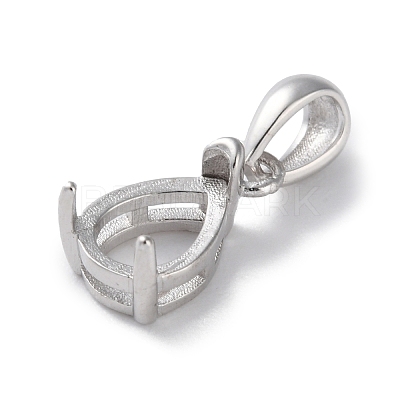 Rhodium Plated Rack Plating 925 Sterling Silver Pendants Cabochon Settings STER-NH0001-49D-P-1