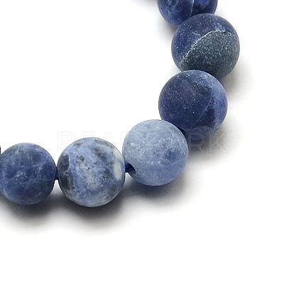 Nature Frosted Sodalite Round Bead Strands G-M064-6mm-01-1