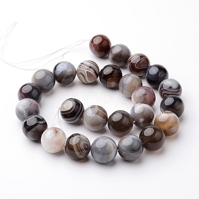 Natural Botswana Agate Bead Strands G-J376-09-6mm-1