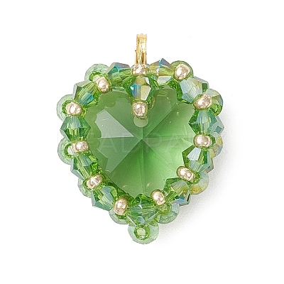 7Pcs 7 Colors Brass Glass Pendants PALLOY-MZ00981-1