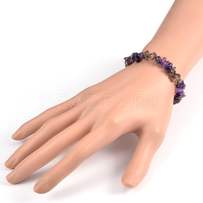 Chips Gemstone Beaded Stretch Bracelets X-BJEW-JB01824-05-1