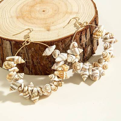 Alloy Resin Shell Shape Dangle Earrings FS-WG8A9F4-07-1