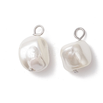Electroplated Shell Pearl Nuggets Charms PALLOY-JF04641-02-1