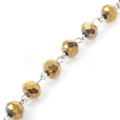 Handmade Electroplate Glass Beaded Chains AJEW-JB00466-1