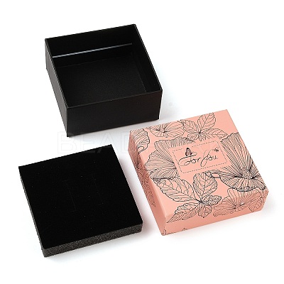 Flower Print Cardboard Paper Jewelry Storage Boxes LS-CON-P022-01B-1