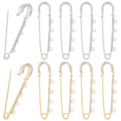 16Pcs 2 Colors Iron Rhinestone Safety Pins FIND-SC0022-23A-1
