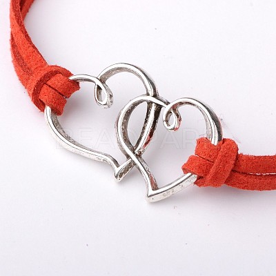 Alloy Double Heart Link Bracelets for Valentine's Day BJEW-JB01530-03-1