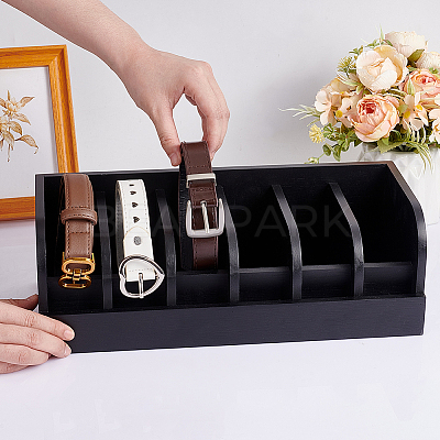 Bamboo Belt Organizer Holder with 6 Compartments AJEW-WH0166-77B-1