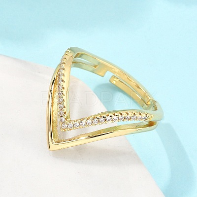Adjustable Brass Micro Pave Clear Cubic Zirconia Finger Rings RJEW-S044-140-NF-1
