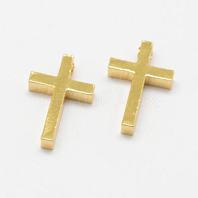 Brass Tiny Cross Charms KK-F718-08G-1