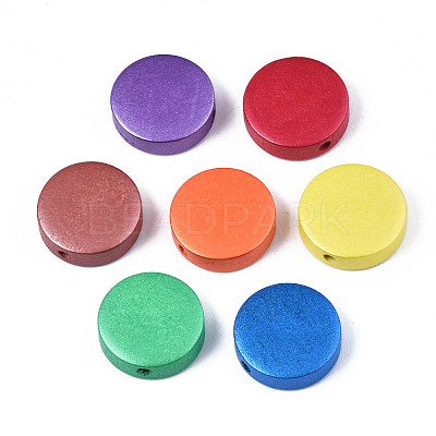 Painted Natural Wood Beads WOOD-S057-069A-1