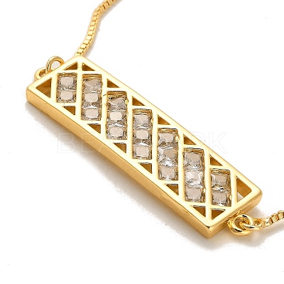Cubic Zirconia Link Slider Bracelets BJEW-H601-01A-KCG-1