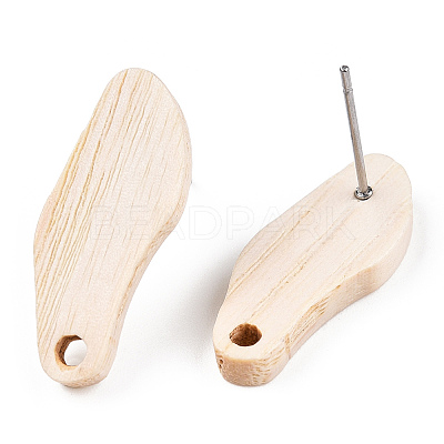 Ash Wood Stud Earring Findings EJEW-N017-011S-1