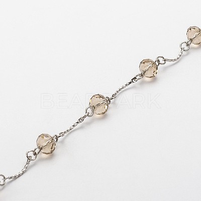Handmade Faceted Rondelle Glass Beads Chains for Necklaces Bracelets Making AJEW-JB00087-1