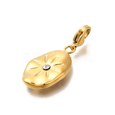 Oval 304 Stainless Steel Rhinestone Pendant Decoration STAS-R159-49G-04-1