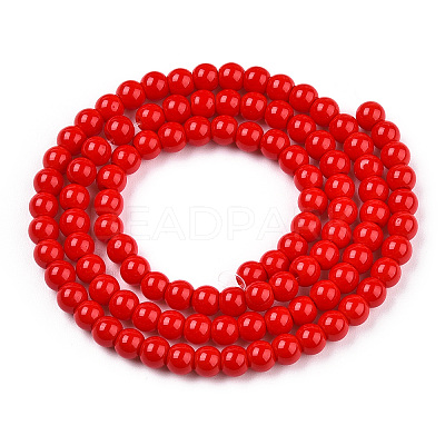 Opaque Solid Color Glass Beads Strands GLAA-T032-P6mm-04-1