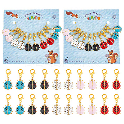 Ladybird Stitch Markers HJEW-AB00187-1