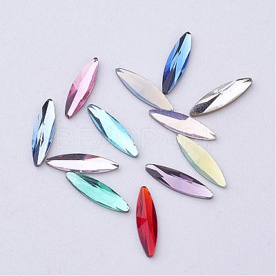 Flat Back K9 Glass Rhinestone Cabochons RGLA-F034-3x11mm-M-1