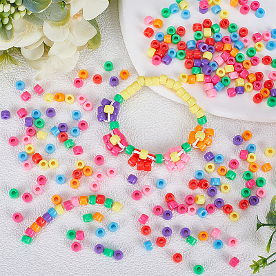 800Pcs 8 Colors Opaque Plastic Beads KY-SC0001-86-1