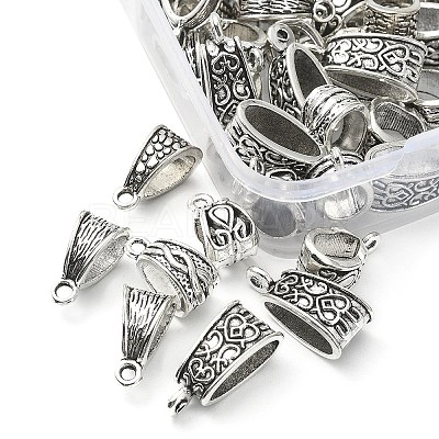 50Pcs 5 Style Tibetan Style Zinc Alloy Tube Bails FIND-YW0003-14-1