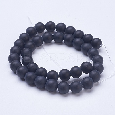 Frosted Glass Beads Strands G-D855-03-10mm-1