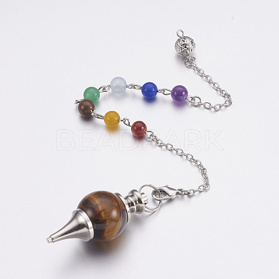 Natural Tiger Eye Sphere Dowsing Pendulums MAK-P009-E01-1