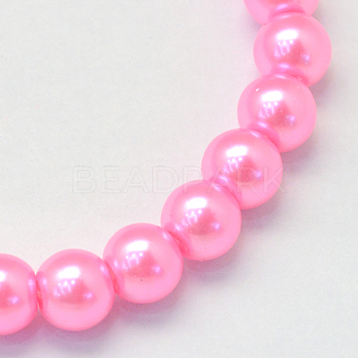 Baking Paint Pearlized Glass Pearl Round Bead Strands X-HY-Q330-8mm-68-1